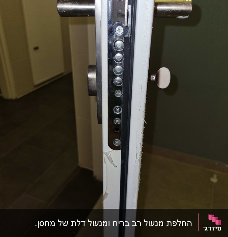 מנעול דלת עם בריחים וברגים חשופים